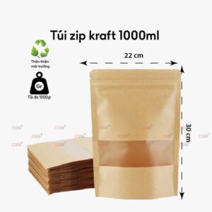 Túi zip giấy kraft 1000gr