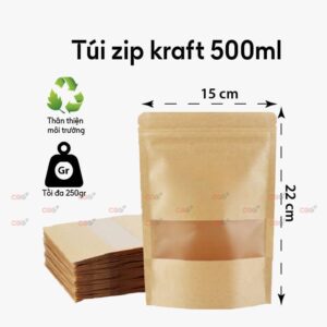 Túi zip giấy kraft 500gr