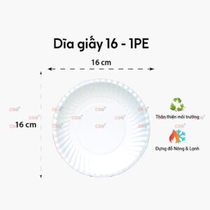 Dĩa giấy dùng 1 lần 16cm