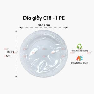Dĩa giấy dùng 1 lần 18cm
