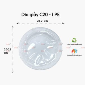 Dĩa giấy dùng 1 lần 20cm