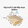 Hộp giấy kraft 2 mặt nắp nhựa rời 1600ml