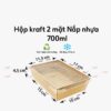 Hộp giấy kraft 2 mặt nắp nhựa rời 700ml