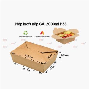 Hộp giấy kraft nắp gài 2000ml