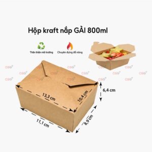 Hộp giấy kraft nắp gài 800ml