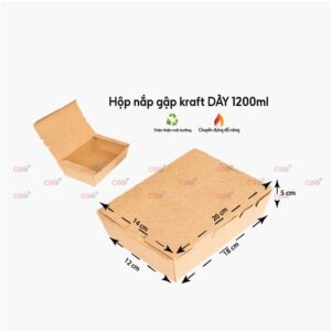 Hộp giấy kraft nắp gập 1200ml