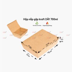 Hộp giấy kraft nắp gập 700ml