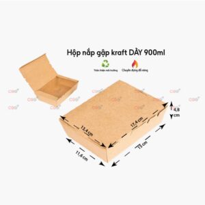 Hộp giấy kraft nắp gập 900ml