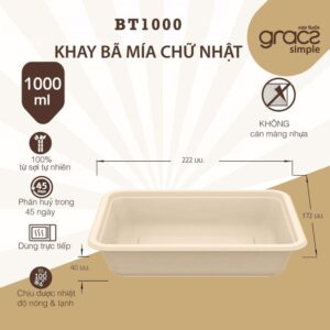 Khay bã mía 1000ml