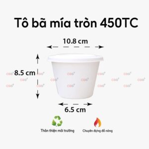 Tô tròn kèm nắp bã mía 450TC