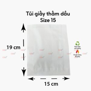 Túi giấy thấm dầu trắng Size 15
