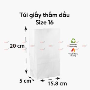 Túi giấy thấm dầu trắng Size 16