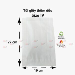 Túi giấy thấm dầu trắng Size 19