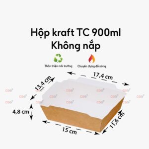 Hộp giấy kraft không nắp 900ml