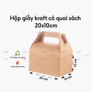 Hộp giấy kraft có quai xách 20x10cm