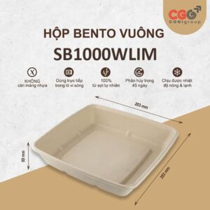 Hộp Vuông Nắp PET 1000ml