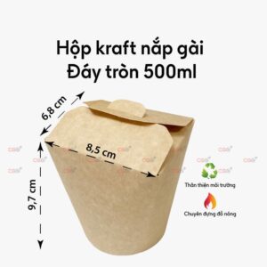 Hộp Giấy Kraft Nắp Gài Đáy Tròn 500ml