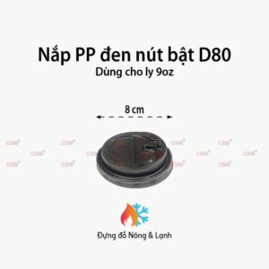 Nắp nhựa PP đen D80 Nút bật
