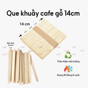Que khuấy cafe gỗ 14cm