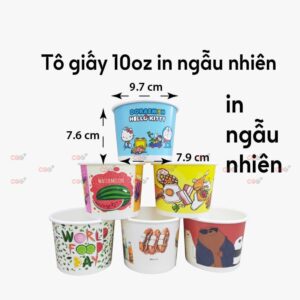 Tô giấy 10oz In ngẫu nhiên