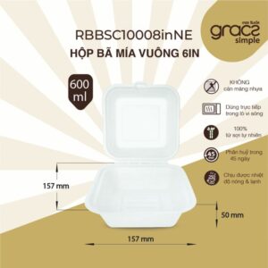 Hộp burger bã mía 600ml Gracz